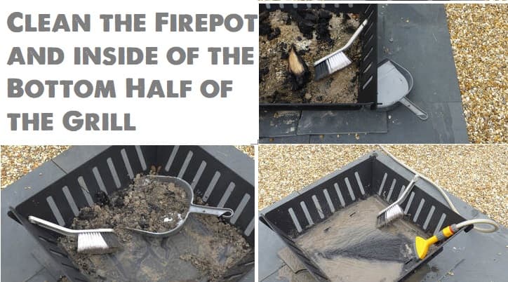 Clean the Firepot and inside of the Bottom Half of the Grill